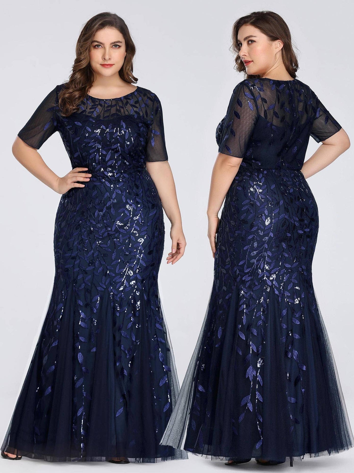 Floral Sequin Print Fishtail Tulle Dresses for Party