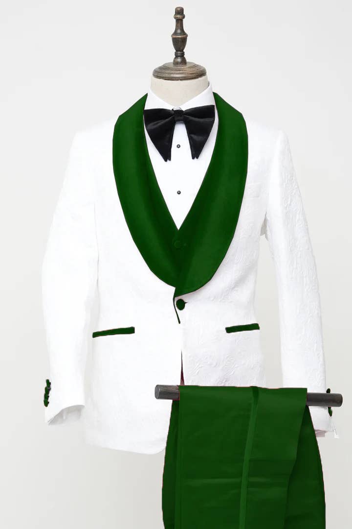 Ferrecci - Men's Vested White Paisley Wedding & Prom Tuxedo
