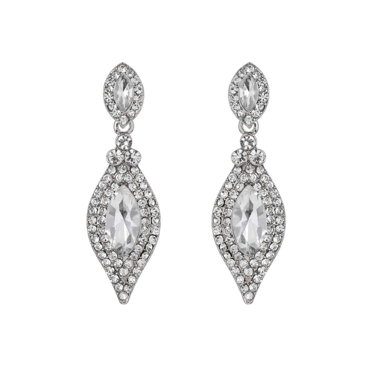Dangly Leaf with Oval Gem Stone Earrings