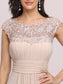 Lacey Neckline Open Back Ruched Bust  Chiffon Evening Dress