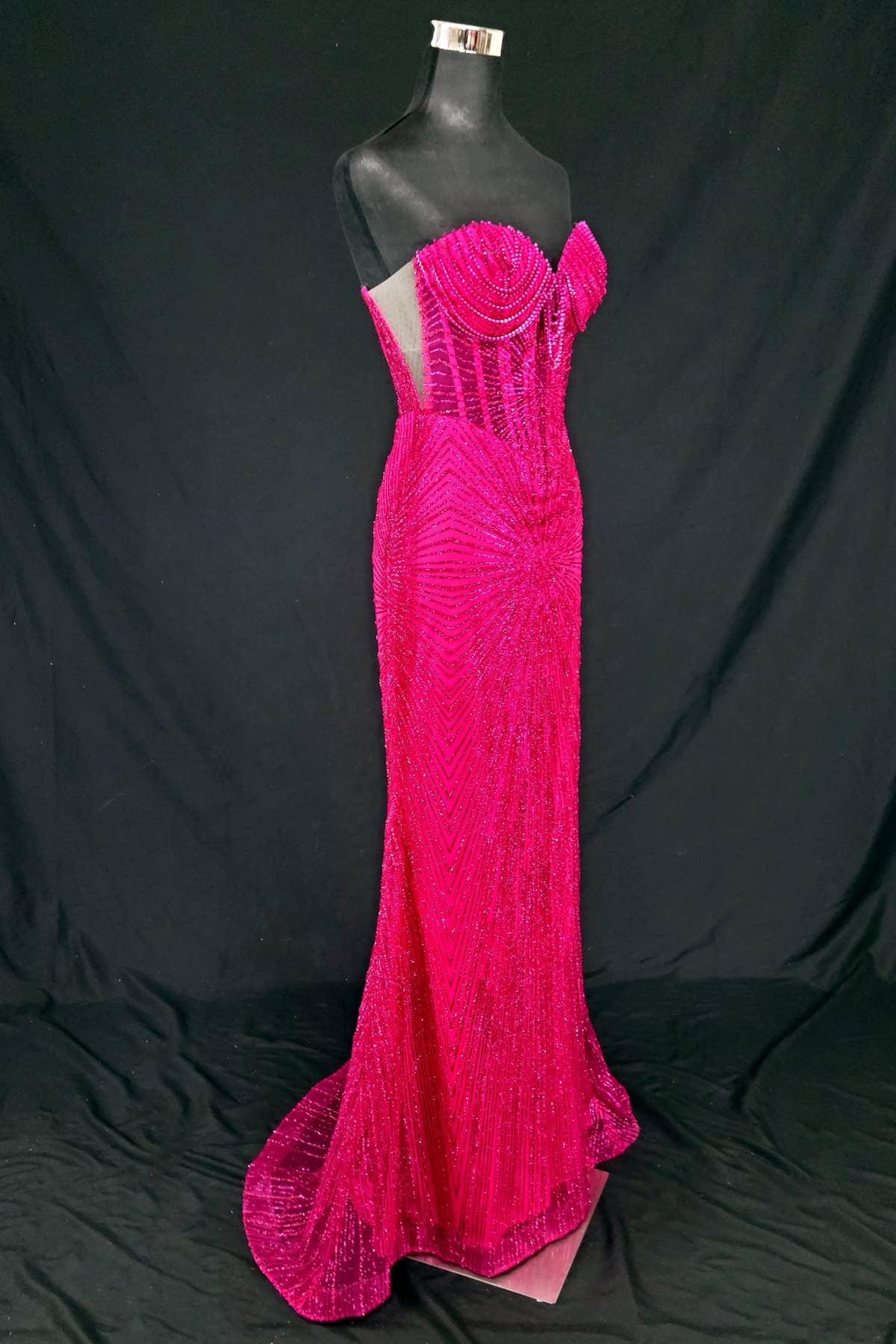 Long sparkling mermaid dress with hanging jewels CF001
