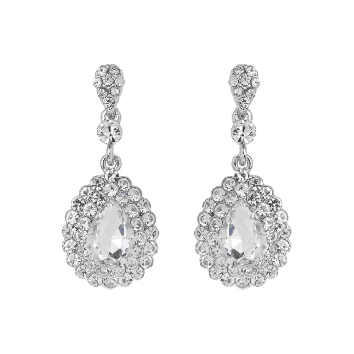 Dangly Teardrop Rhinestone Earrings