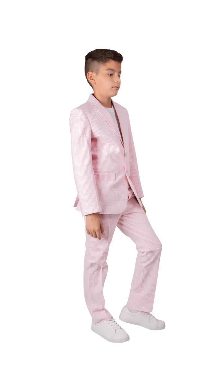 Ferrecci Boy’s Seersucker Suit Set | 2-Piece Blue