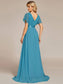 Double V-Neck Ruffles Chiffon Bridesmaid Dress