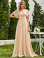 Double V-Neck Ruffles Chiffon Bridesmaid Dress