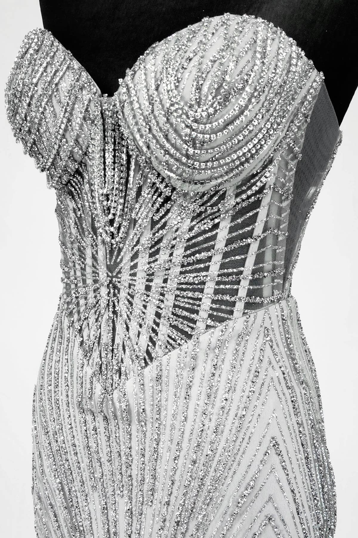 Long sparkling mermaid dress with hanging jewels CF001