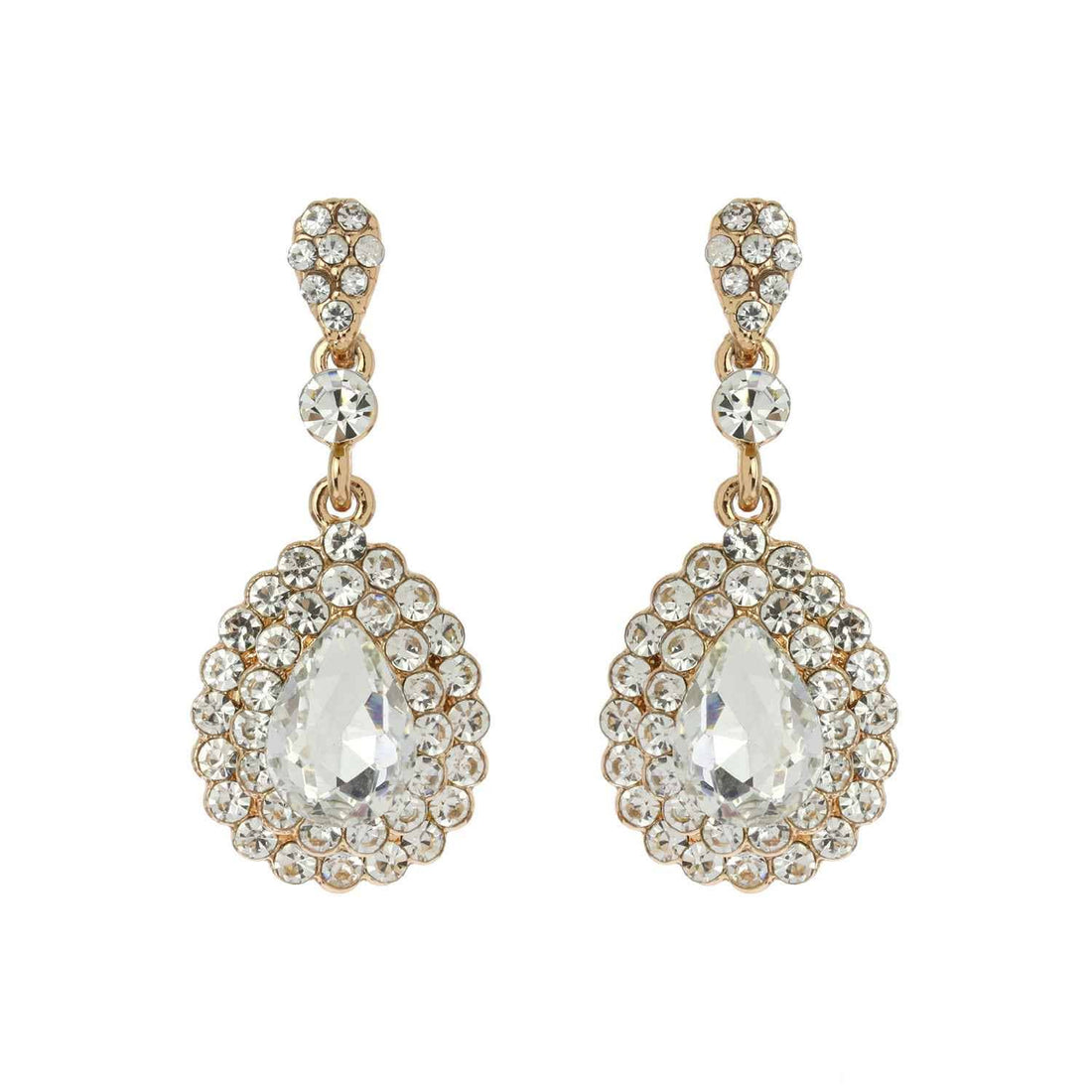 Dangly Teardrop Rhinestone Earrings