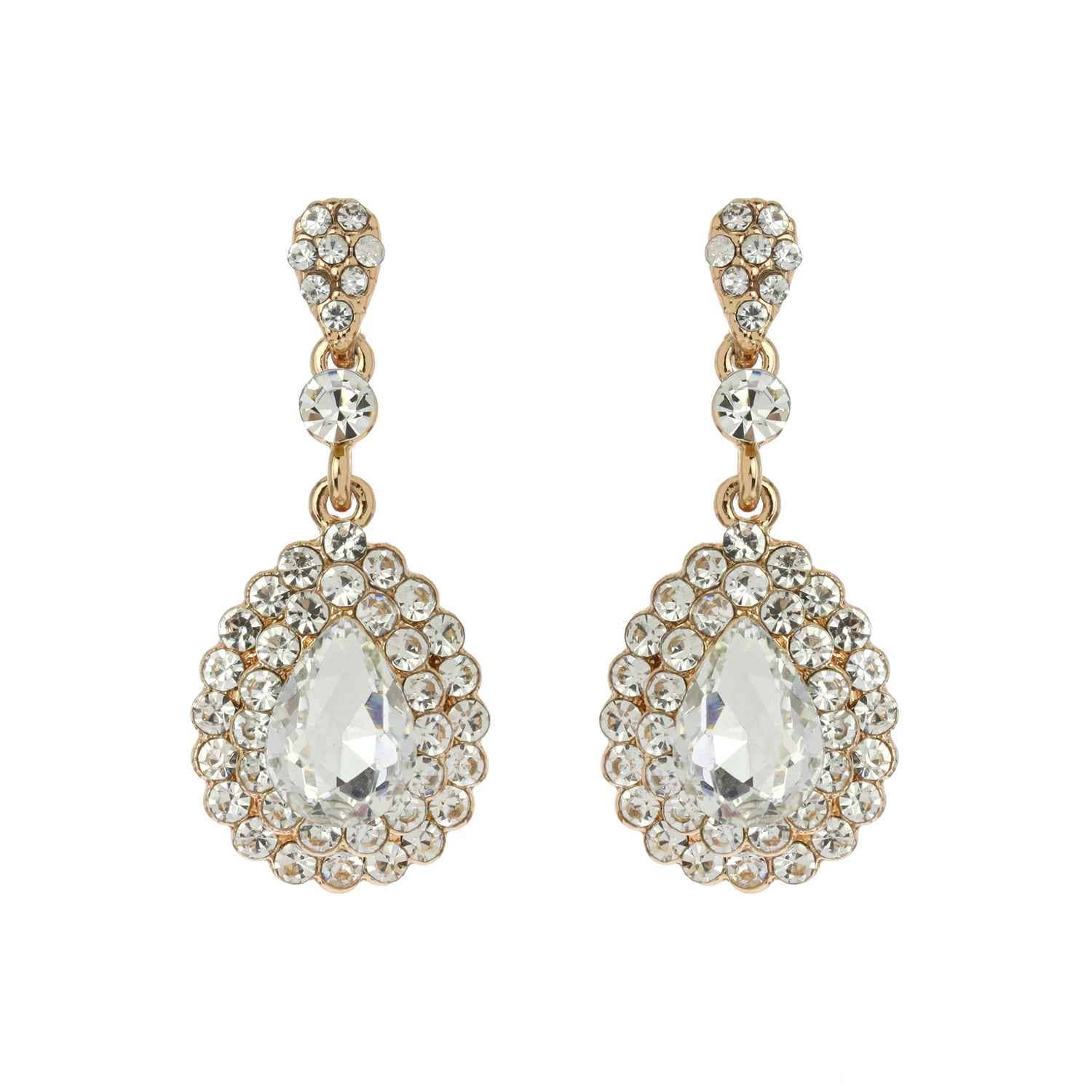 Dangly Teardrop Rhinestone Earrings