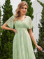 Double V-Neck Ruffles Chiffon Bridesmaid Dress