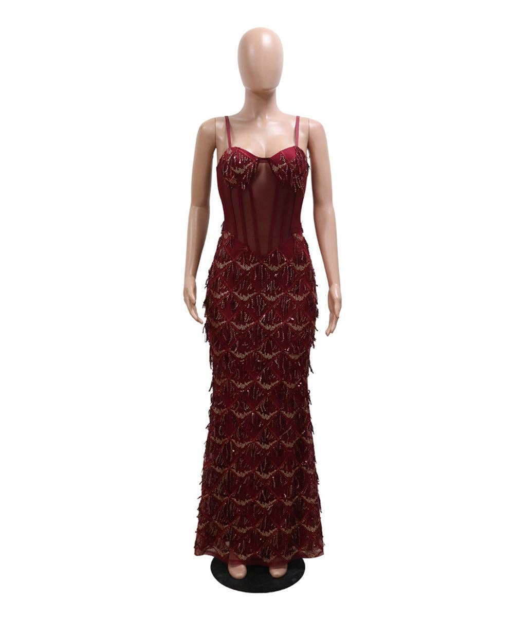 Sequin Halter Wrap Midi Dress