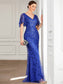 Gorgeous Leaf-Sequined Evening Dress
