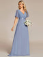 Double V-Neck Ruffles Chiffon Bridesmaid Dress