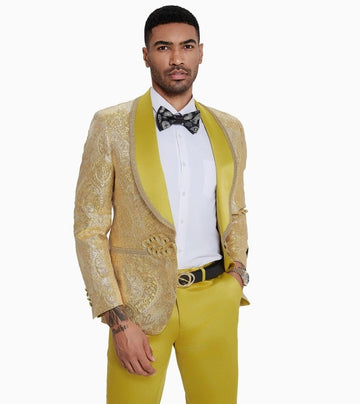 Tazzio 2pc Fashion Paisley Suit Set, Clasp Closure, Gold
