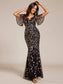 Gorgeous Leaf-Sequined Evening Dress