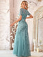 Floral Sequin Print Fishtail Tulle Dresses for Party