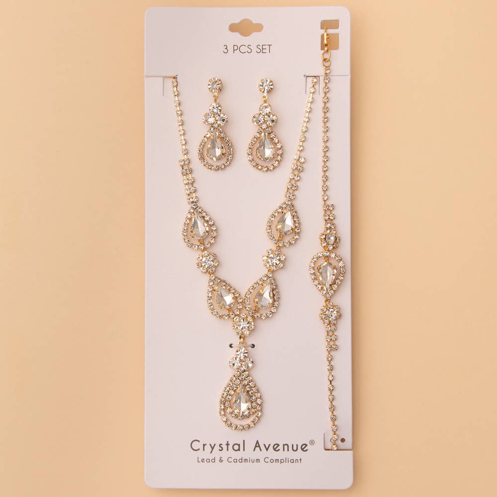 Crystal Embellished Necklace, Earring and Bracelet 3 Pc Set