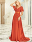Double V-Neck Ruffles Chiffon Bridesmaid Dress