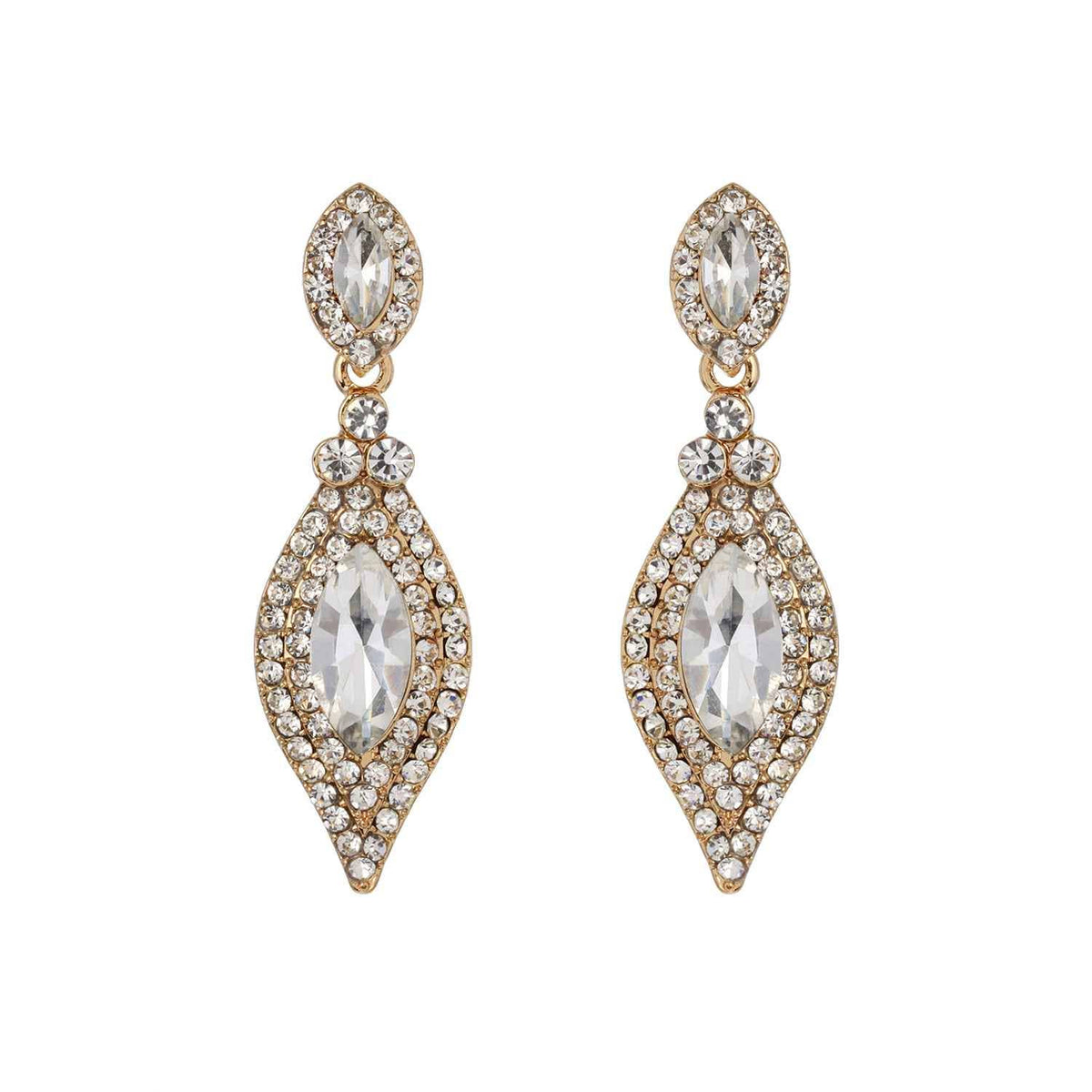 Dangly Leaf with Oval Gem Stone Earrings