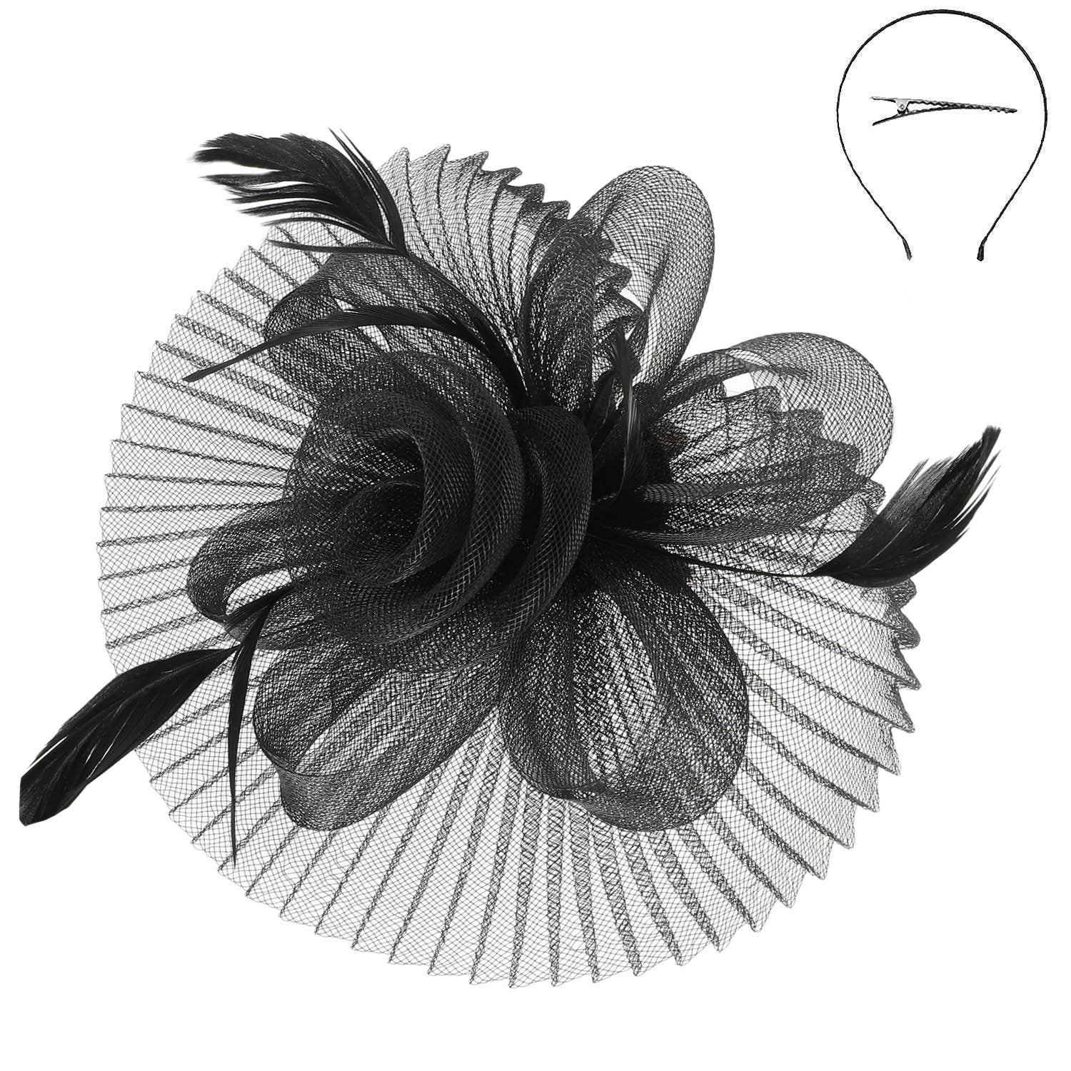 Floral Feathered Sinamay Mesh Fascinator