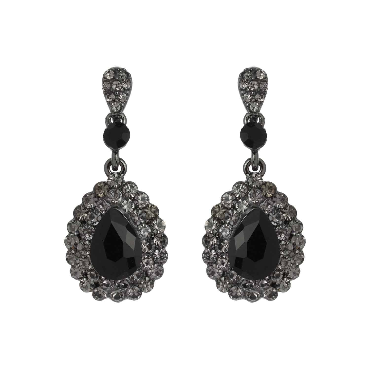 Dangly Teardrop Rhinestone Earrings