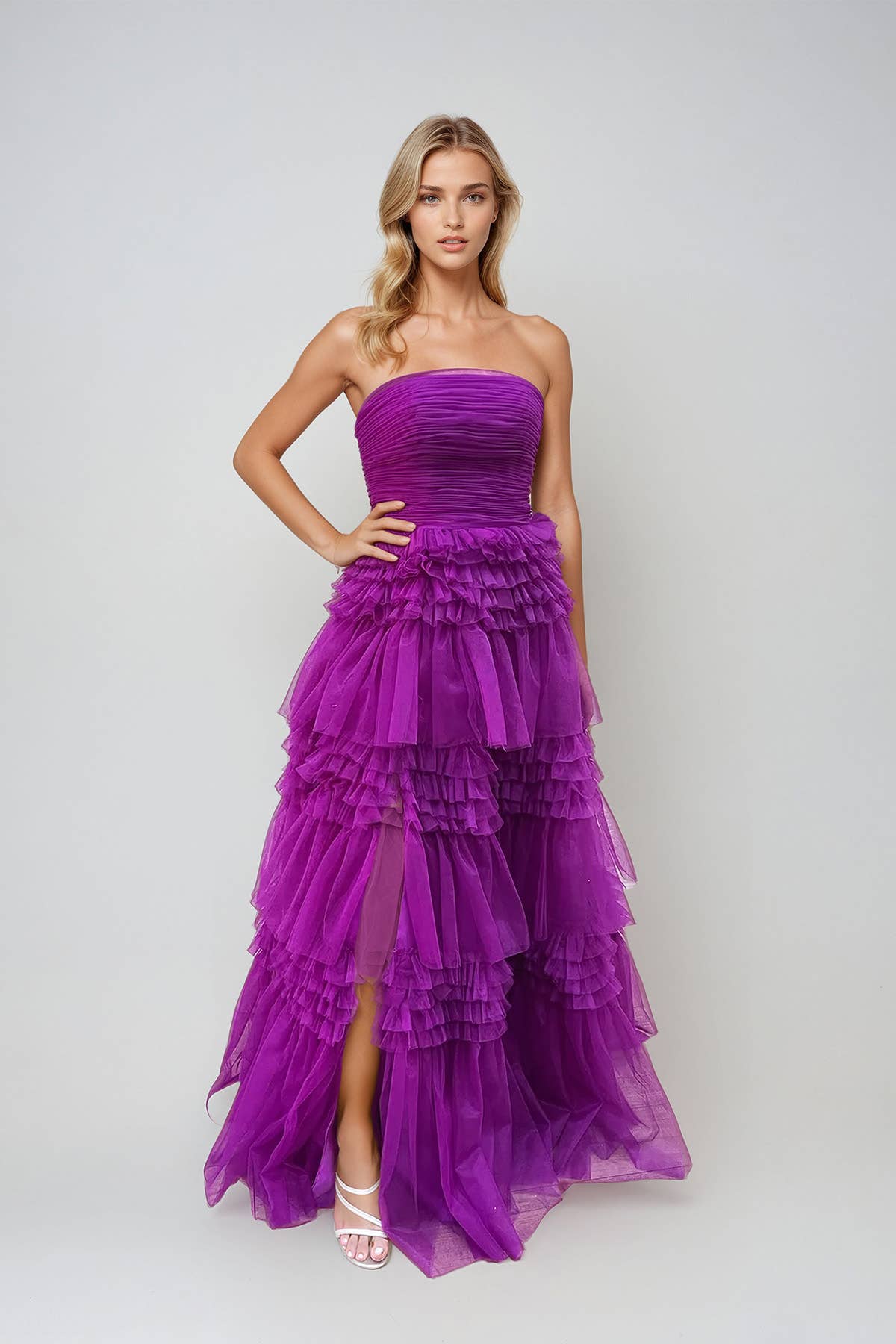 JT2542S DAZZLE IN THIS VIBRANT STRAPLESS DRESS  THE TOP OF T