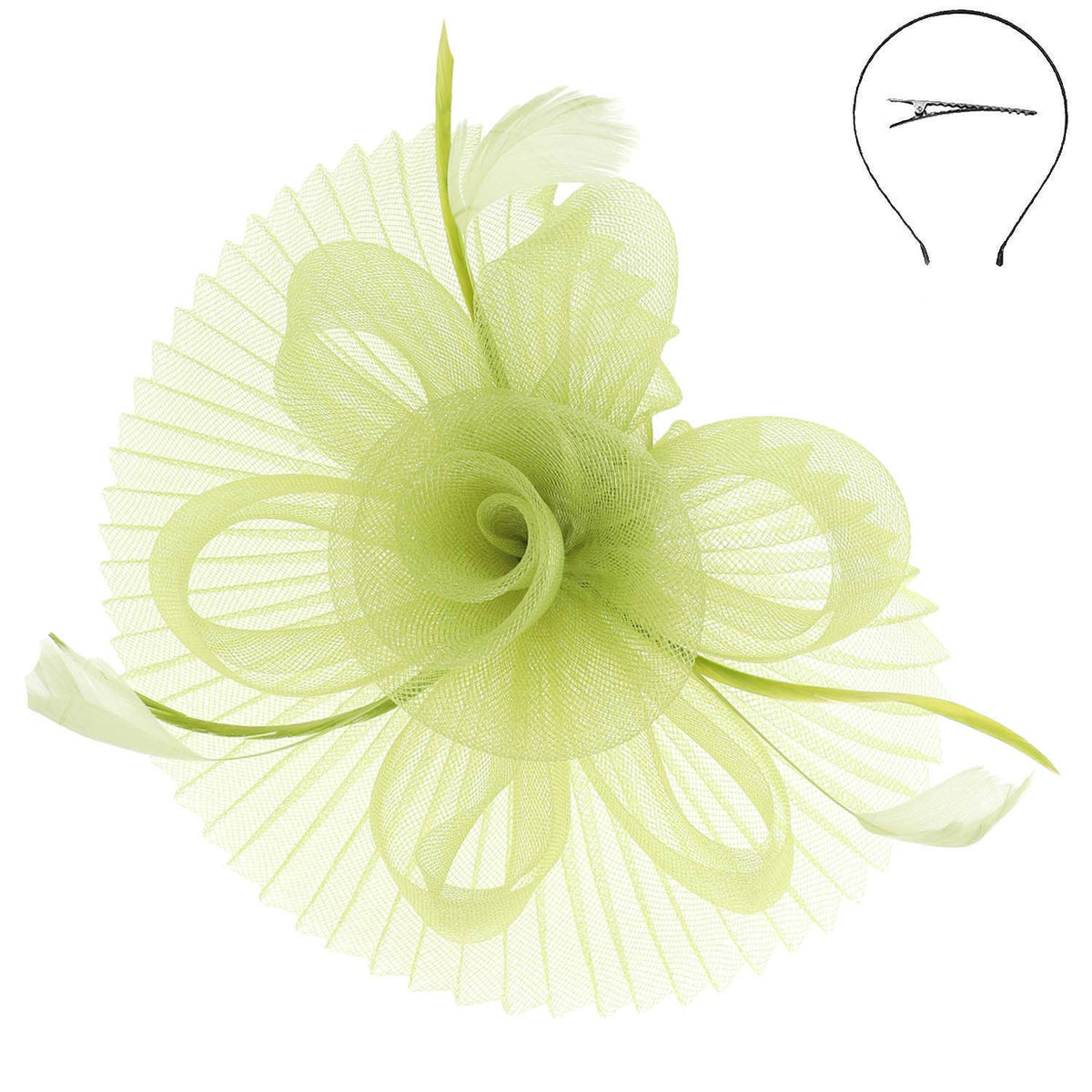 Floral Feathered Sinamay Mesh Fascinator