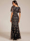 Gorgeous Leaf-Sequined Evening Dress