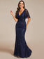 Gorgeous Leaf-Sequined Evening Dress