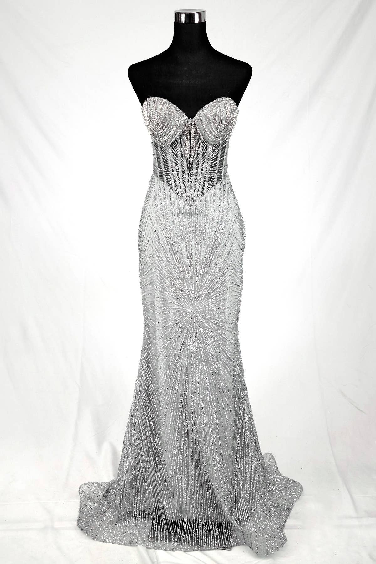 Long sparkling mermaid dress with hanging jewels CF001