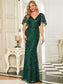 Gorgeous Leaf-Sequined Evening Dress