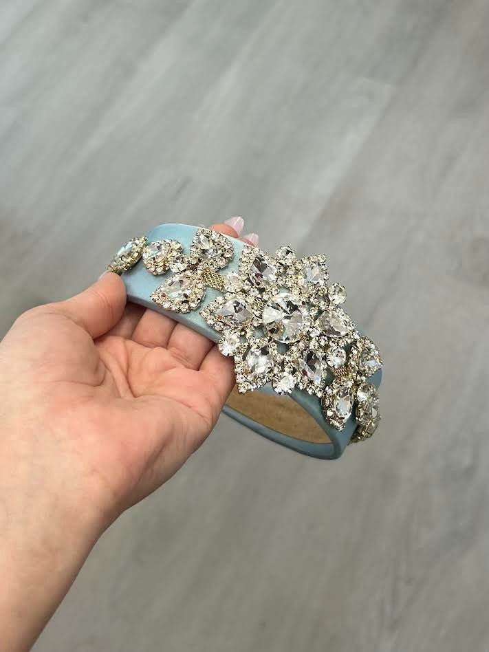 Blue Crystal Lined Headband