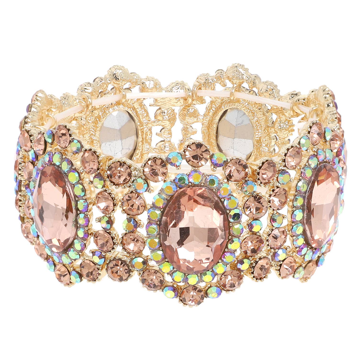 Baroque Crystal Gemstone Cluster Stretch Bracelet