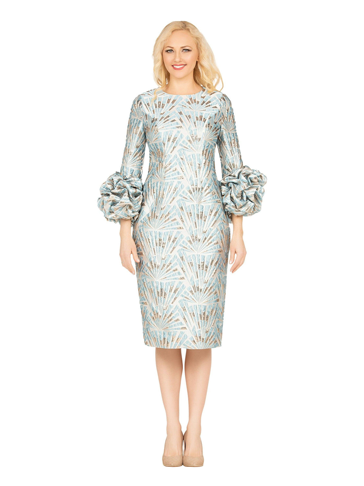 Brocade Shift Drs w/ Exaggerated Balloon Cuffs
