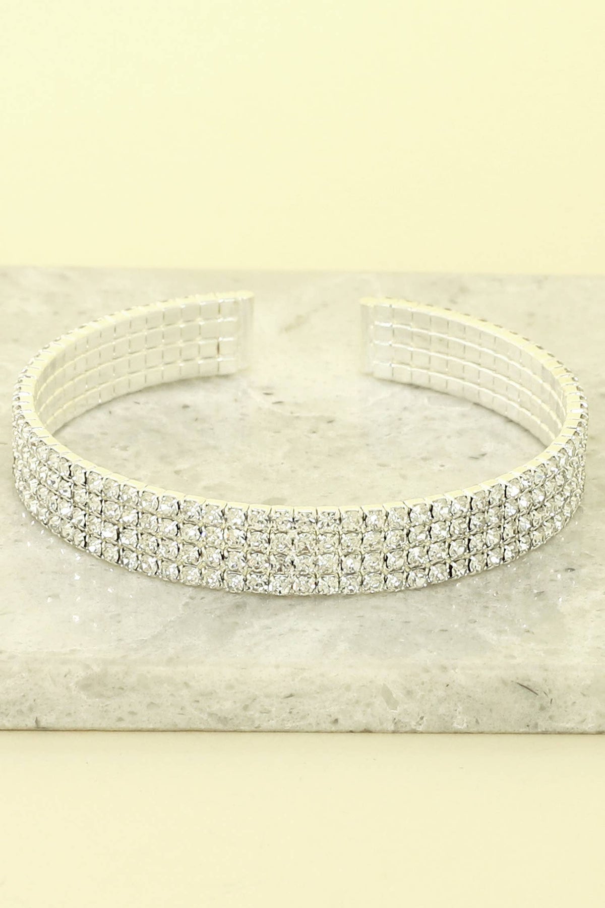Multi-Line Crystal Rhinestone Pave Cuff Bracelet