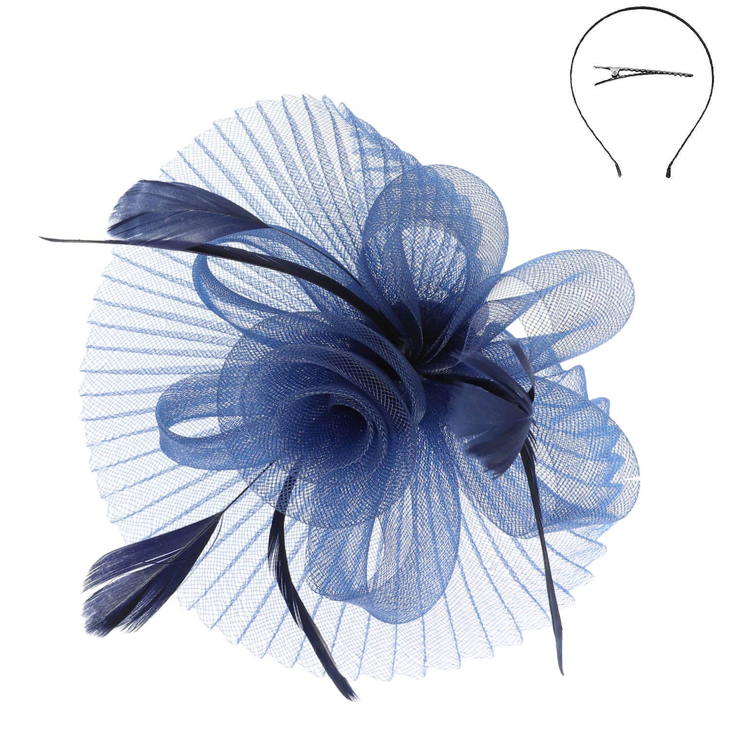 Floral Feathered Sinamay Mesh Fascinator