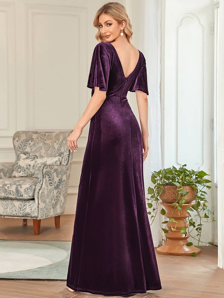 Classic Velvet V-Neck Gown