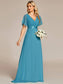 Double V-Neck Ruffles Chiffon Bridesmaid Dress
