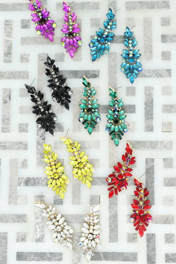 Gemstone Cluster Chandelier Earrings