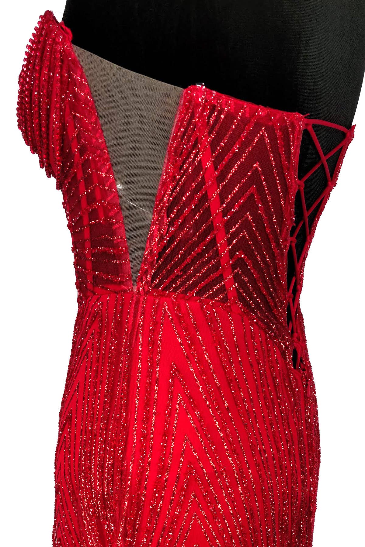 Long sparkling mermaid dress with hanging jewels CF001