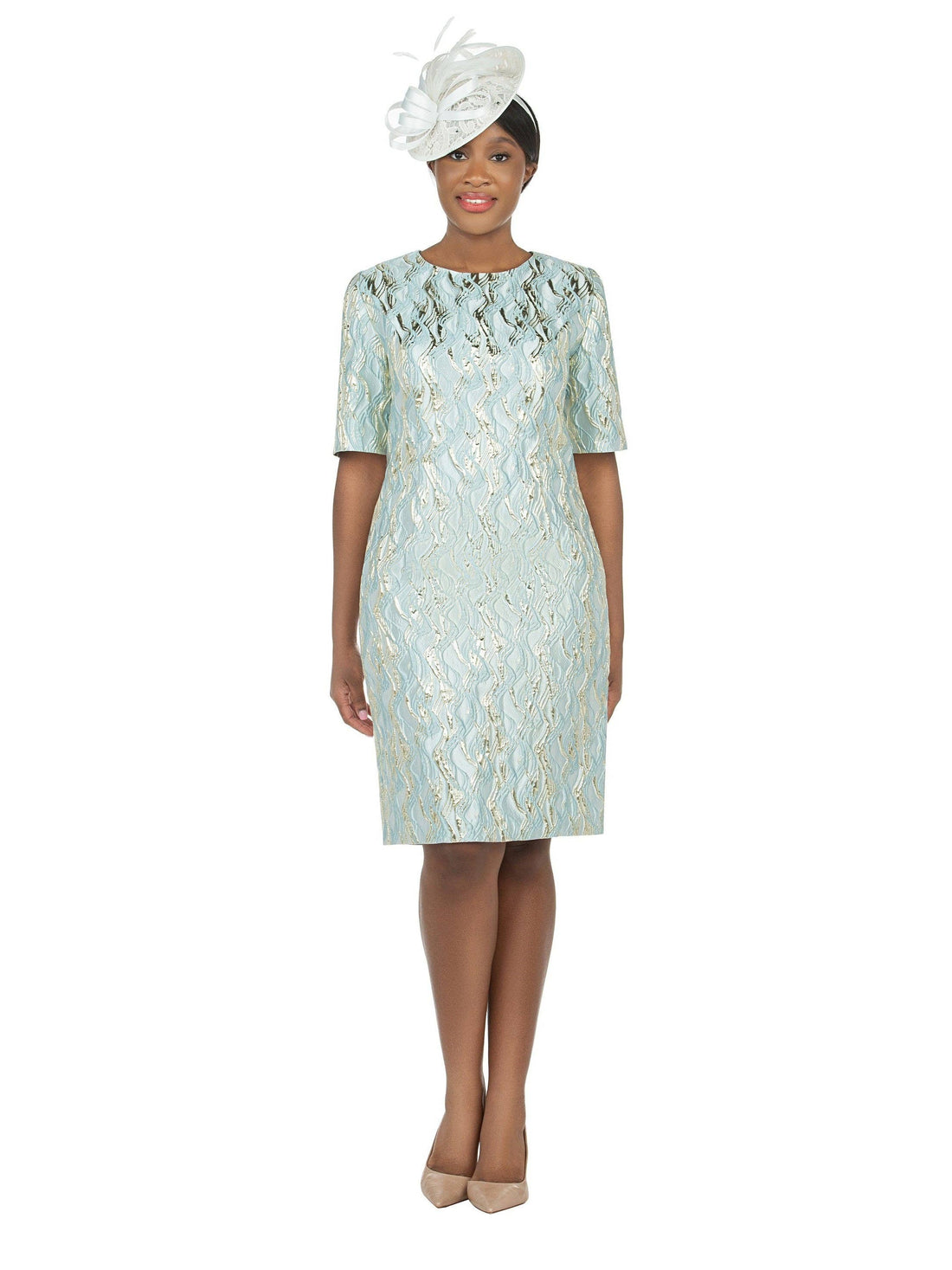 Short Slv Brocade Sheath Dress - Plus