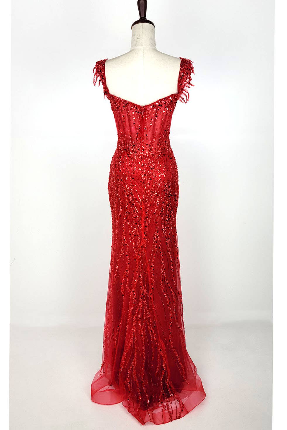 Off the Shoulder Sequin and Bead Long Dress C331