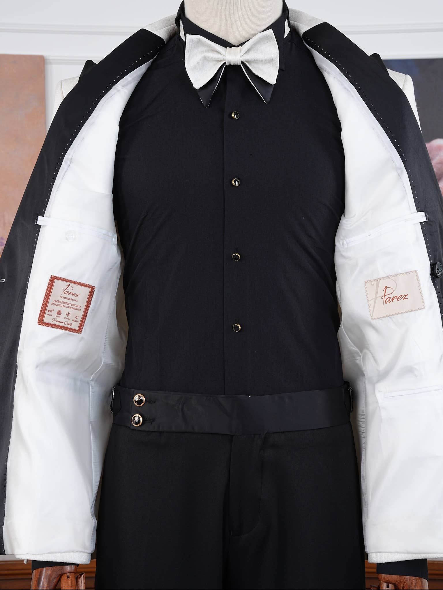 The Monaco Luxury Limited Edition Ivory black Velvet Tuxedo