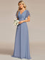 Double V-Neck Ruffles Chiffon Bridesmaid Dress