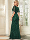 Gorgeous Leaf-Sequined Evening Dress