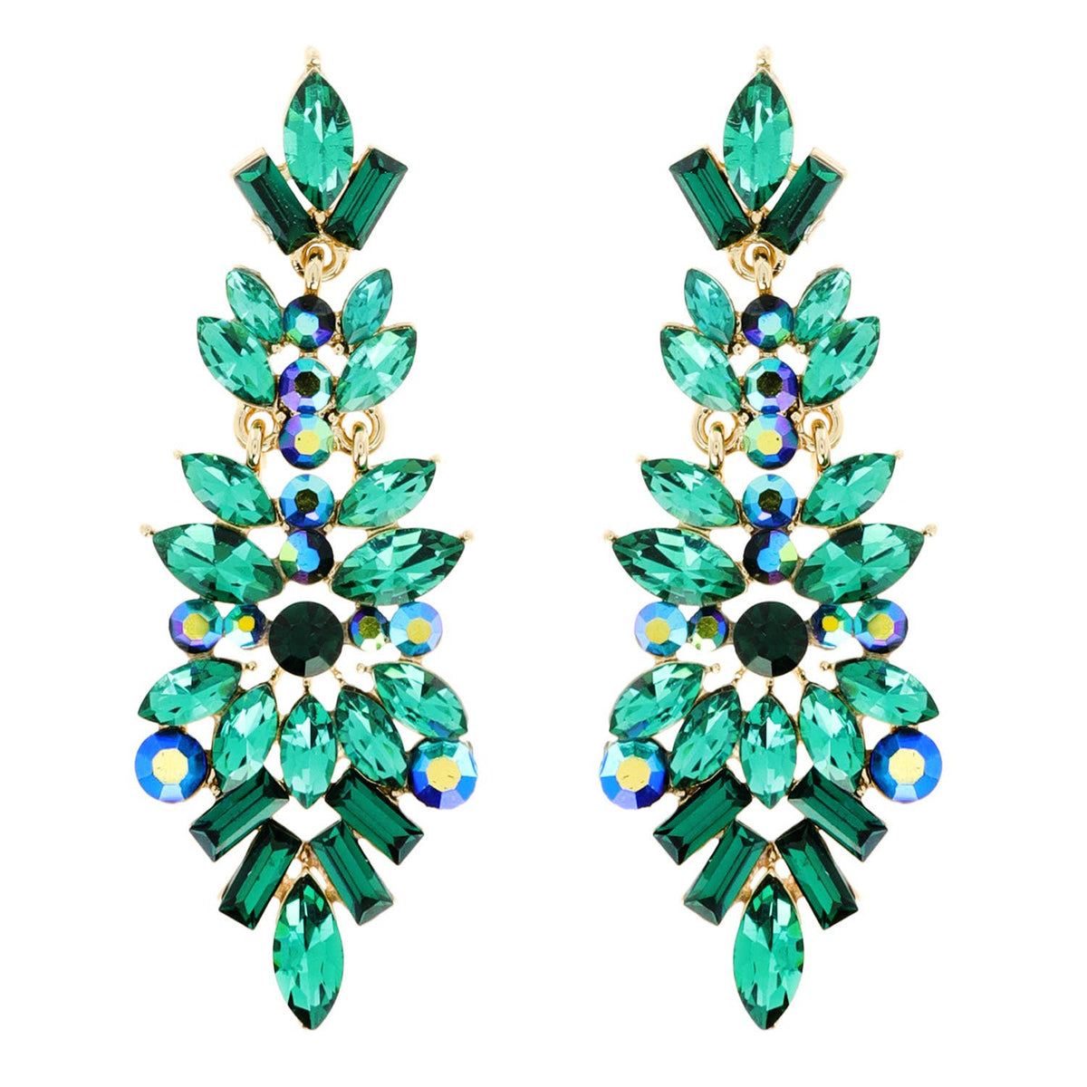 Gemstone Cluster Chandelier Earrings