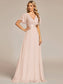 Double V-Neck Ruffles Chiffon Bridesmaid Dress