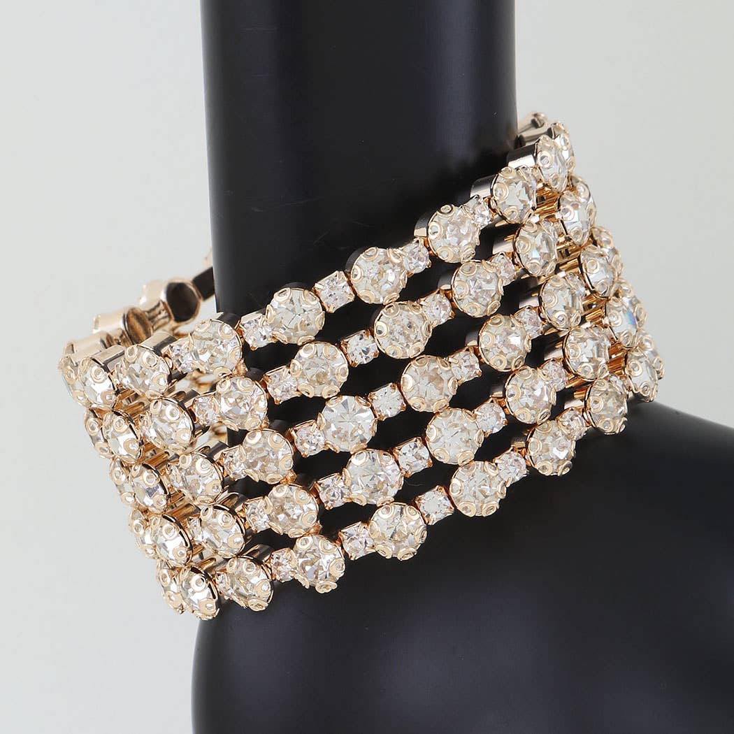 Multi Rhinestone Cuff Bracelet