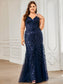 Plus Size Sequin Fishtail Evening Dress
