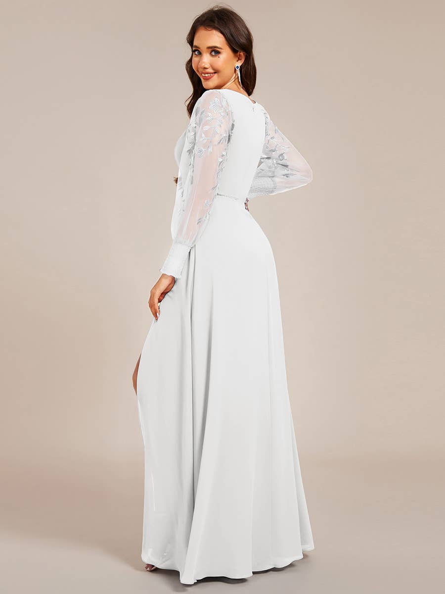 Elegant Long Sleeves Side Split Hem Evening Dresses