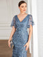 Gorgeous Leaf-Sequined Evening Dress